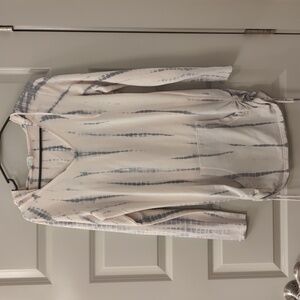 Women's pink tie dye long sleeve pullover hoodie dress long top Size M